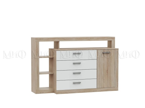 Комод Апаста (Ш-1602 x В-1040 x Г-476 мм)/Дуб Сонома/Белый Глянец