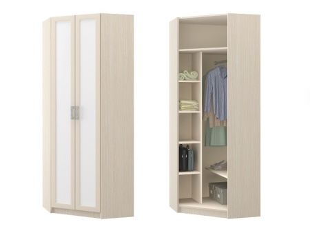 Шкаф Угловой ДЮ-11 Юнга-7 ЛДСП Белый ХДФ+Рамочный Профиль/Ясень Шимо Светлый (Д-820 x В-2200 x Г-820 мм)